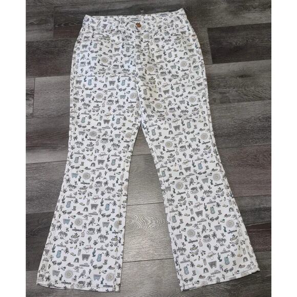 WRANGLER LIFE'S LEMONS HI RISE KICK FLARE WHITE DENIM JEANS - Picture 3 of 11